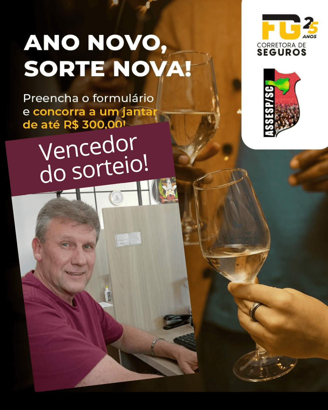 Jantar da FG Seguros sai para associado de Canoinhas